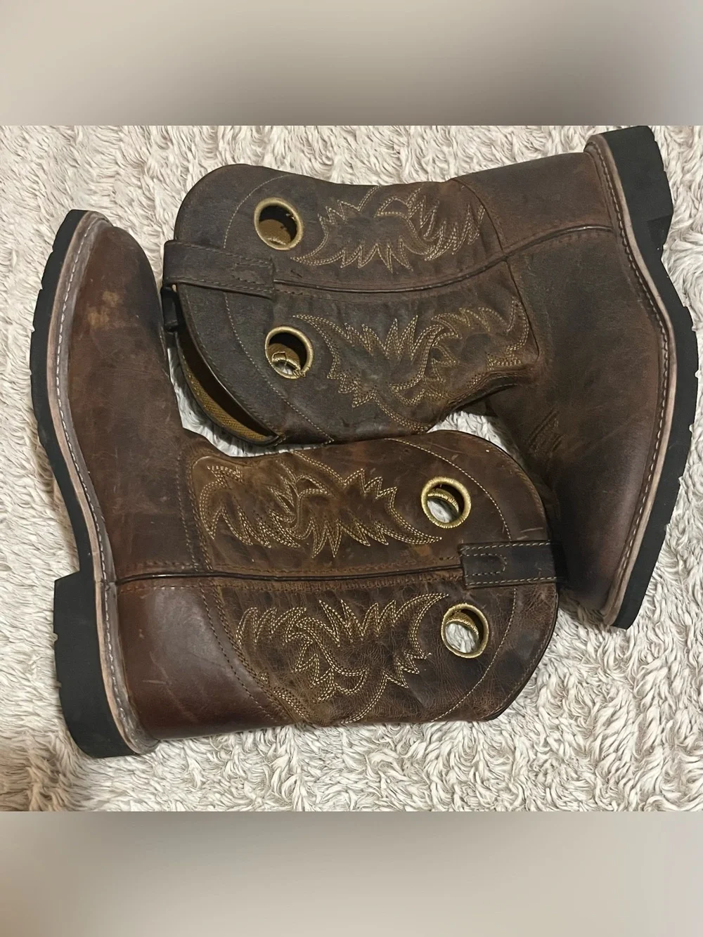 Classic Brown Leather Cowboy Boot for Boys